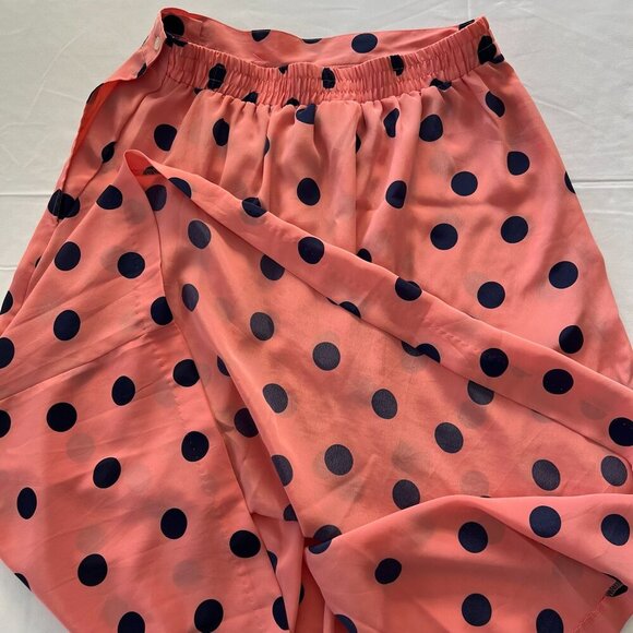Vintage Russ Petites, Peach & Navy Blue,Polka Dot Skirt, Size 12, feel like aM/L - Picture 7 of 8